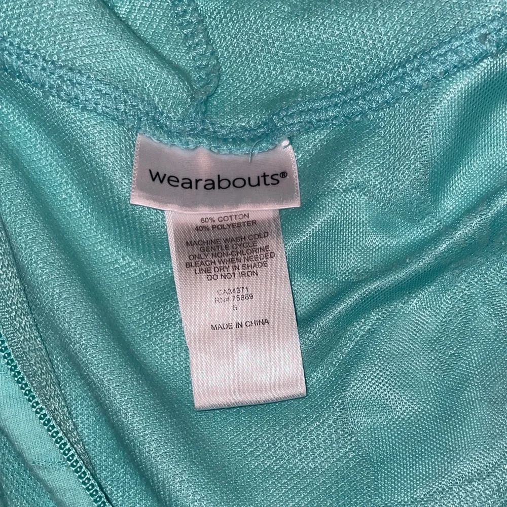 Vibrant mint green/turquoise Hooded swim zipper up hoodie cover up - Picture 9 of 10